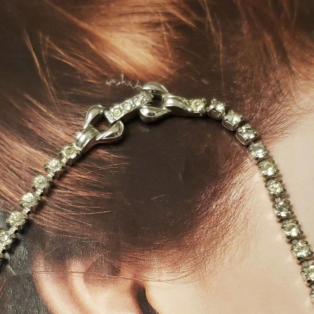 Glamorous Vintage Chunky Rhinestone Baguette Choker Necklace - Picture 8 of 8